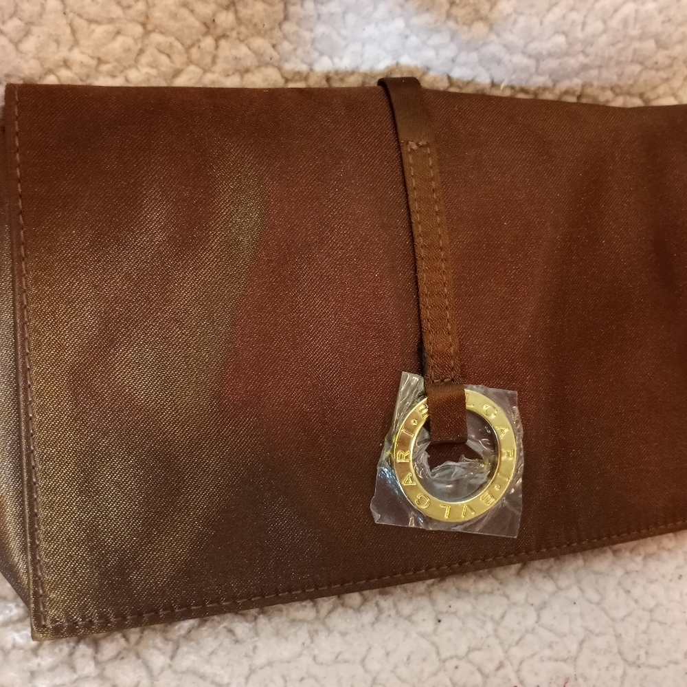 Bulgari New Brown Satin Travel Accessories Bag